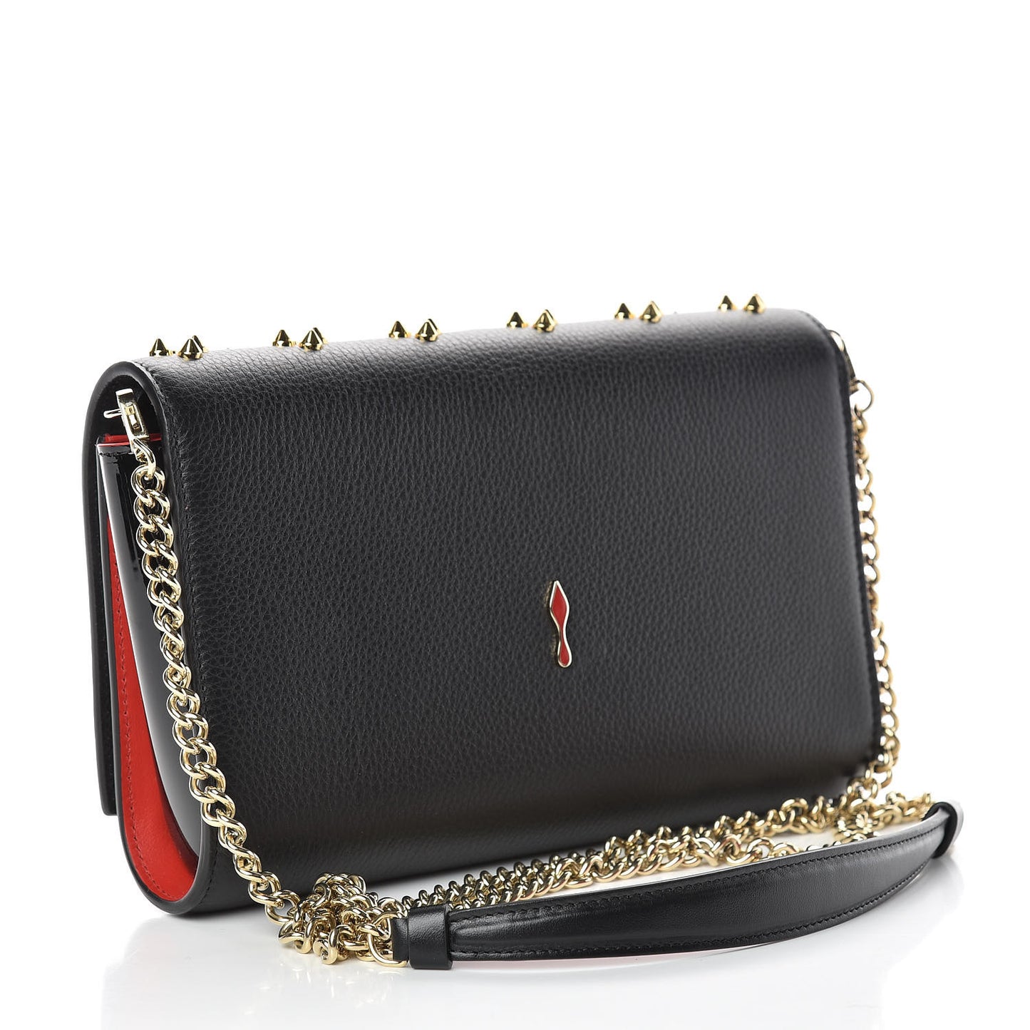 Calfskin Spikes Loubinthesky Paloma Clutch Black Multimetal