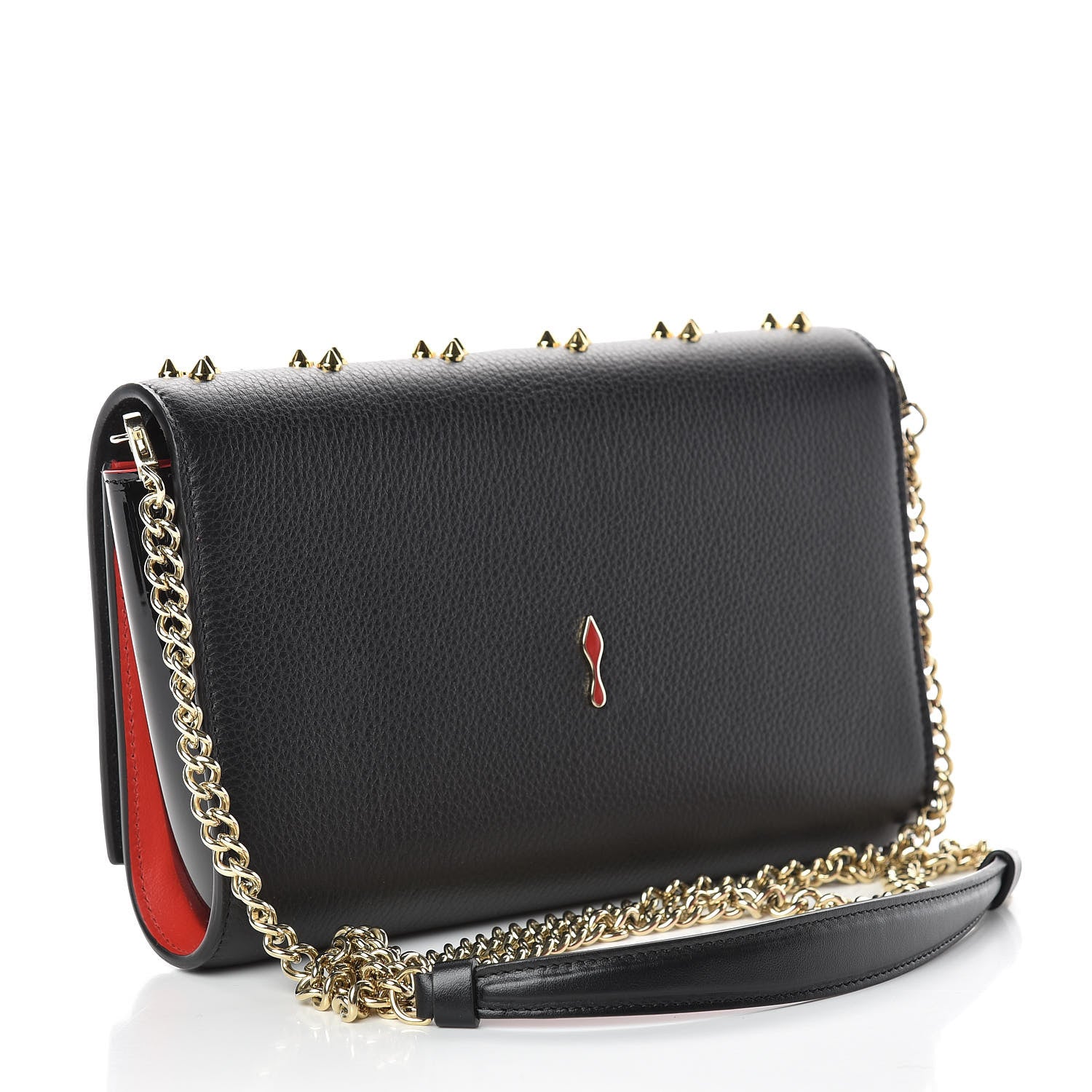 Christian Louboutin Calfskin Spikes Loubinthesky Paloma Clutch Black Multimetal 3 of 12