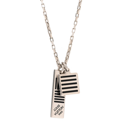 Louis Vuitton Collier Damier Colors Pendant Necklace Silver Black 4 of 6