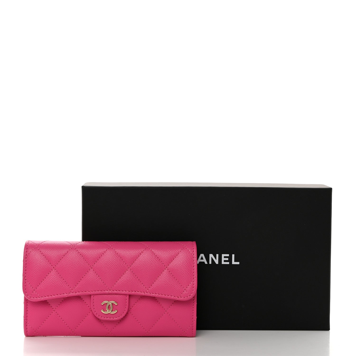 Chanel Caviar Quilted Medium Flap Wallet Dark Pink 9 of 9