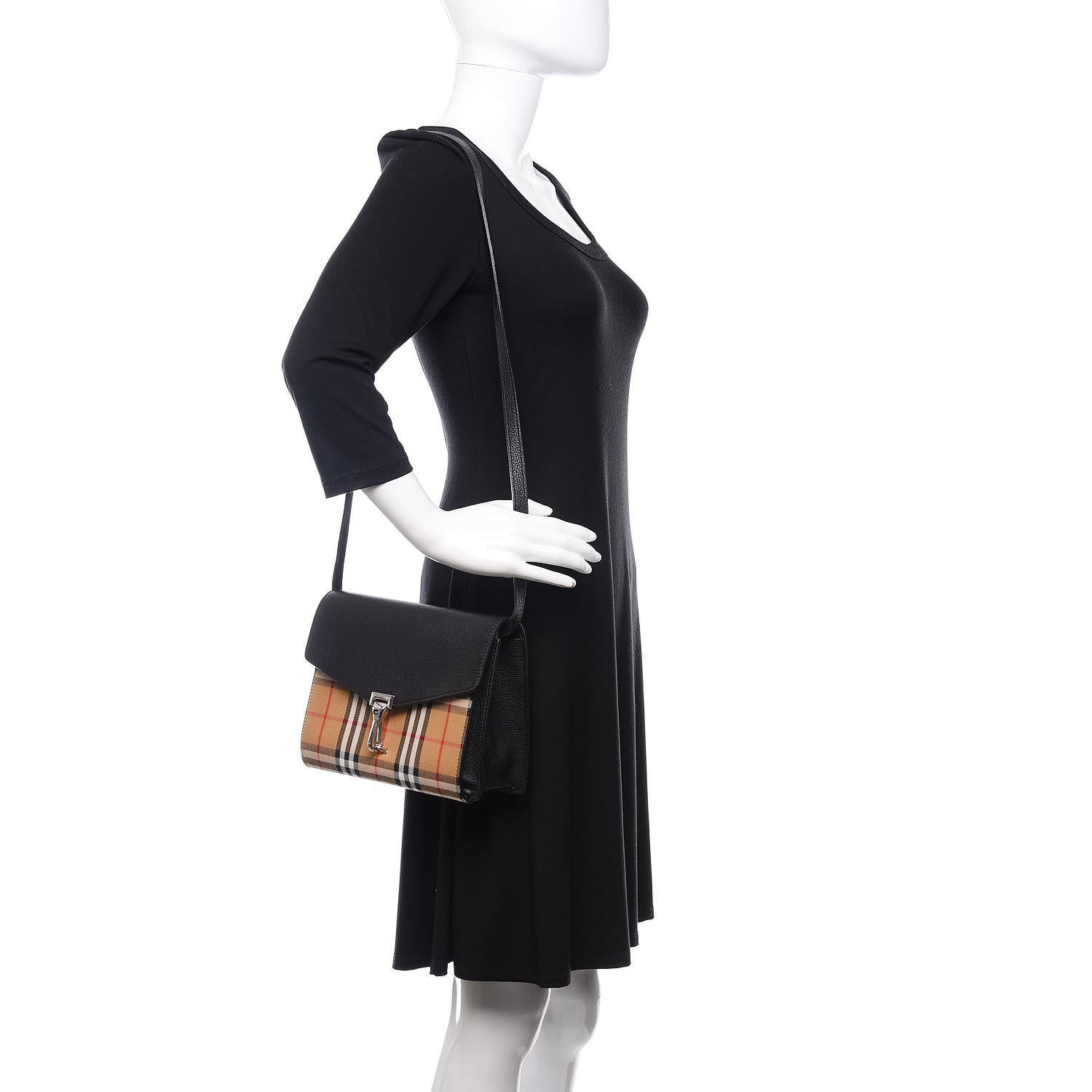 Burberry Derby Calfskin Vintage Check Small Macken Crossbody Bag Black 2 of 9