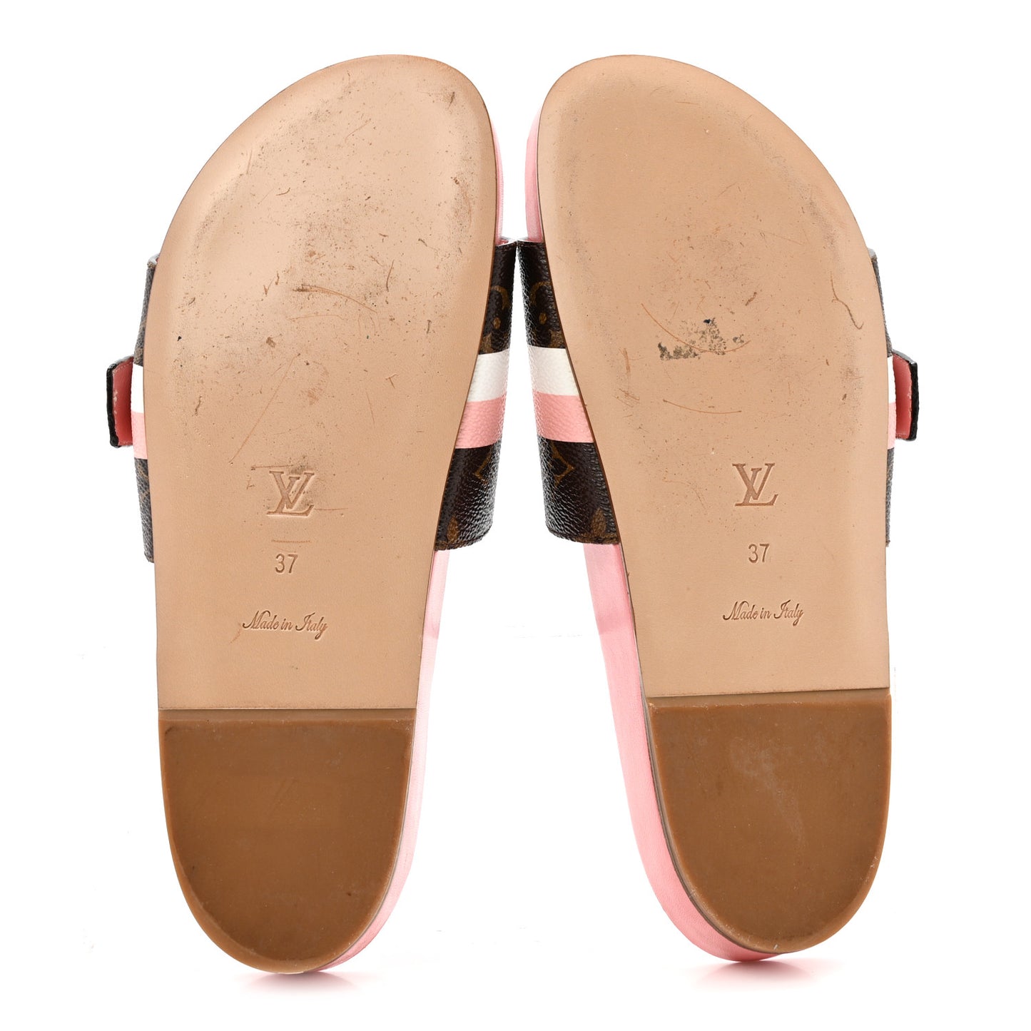 Patent Monogram Bom Dia Flat Mule 37 Rose White
