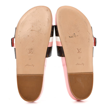 Louis Vuitton Patent Monogram Bom Dia Flat Mule 37 Rose White 7 of 11