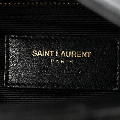 Saint Laurent Grain De Poudre Matelasse Chevron Large Monogram Satchel Black 6 of 10