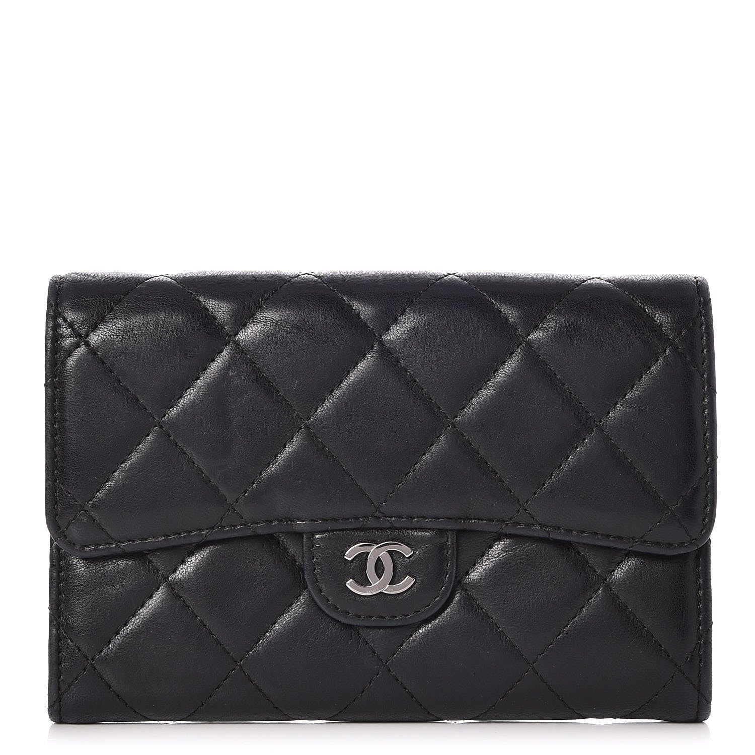 Chanel Lambskin Quilted Small Flap Wallet Black 1 of 9