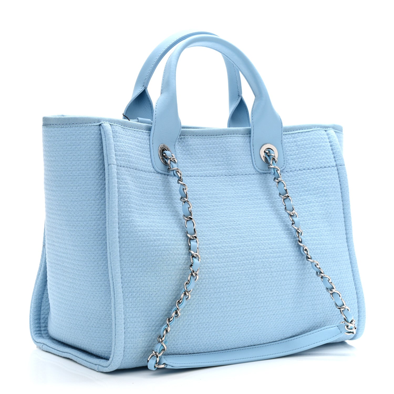Chanel Mixed Fibers Small Deauville Tote Light Blue 4 of 13