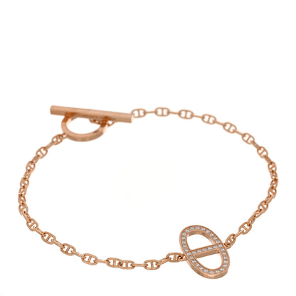 Hermes 18K Rose Gold Diamond Chaine d'Ancre Contour Bracelet ST 1 of 5