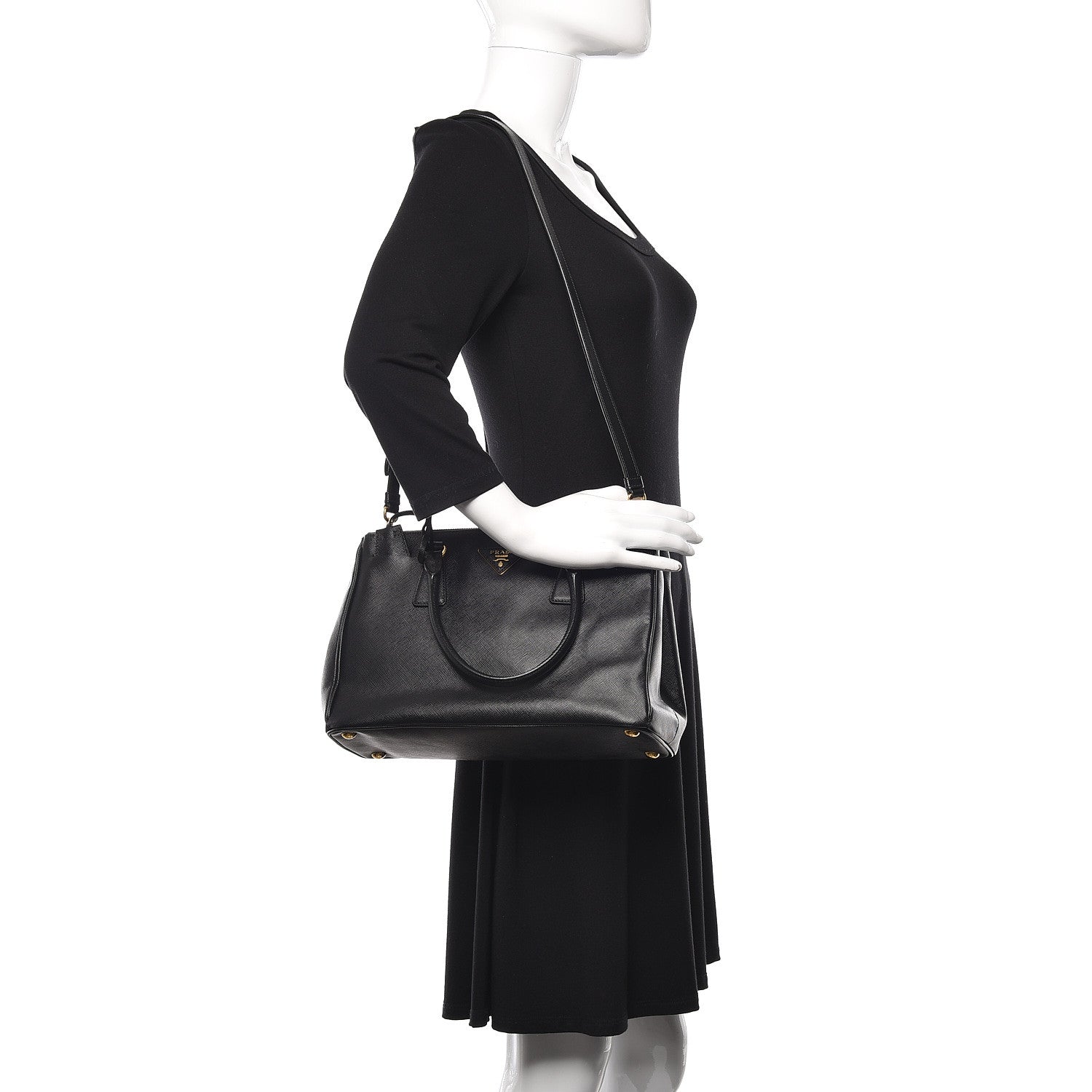 Prada Saffiano Small Galleria Double Zip Tote Black 2 of 11