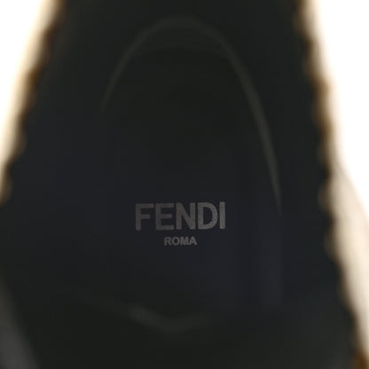 Fendi Calfskin Stretch Fabric Rockoko Biker Boots 37 Tobacco Black Marino 7 of 7