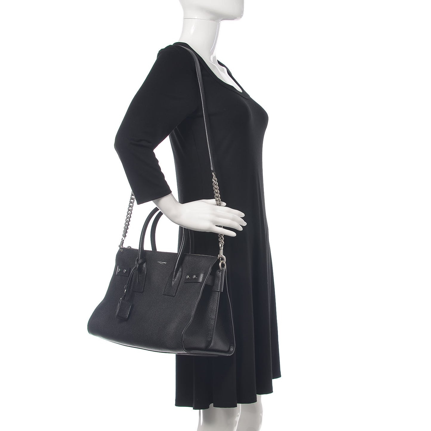 Grained Calfskin Small Supple Sac De Jour Duffle Black