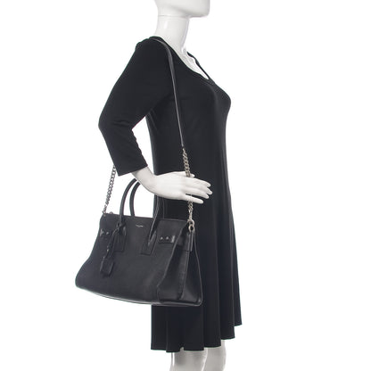 Saint Laurent Grained Calfskin Small Supple Sac De Jour Duffle Black 2 of 9