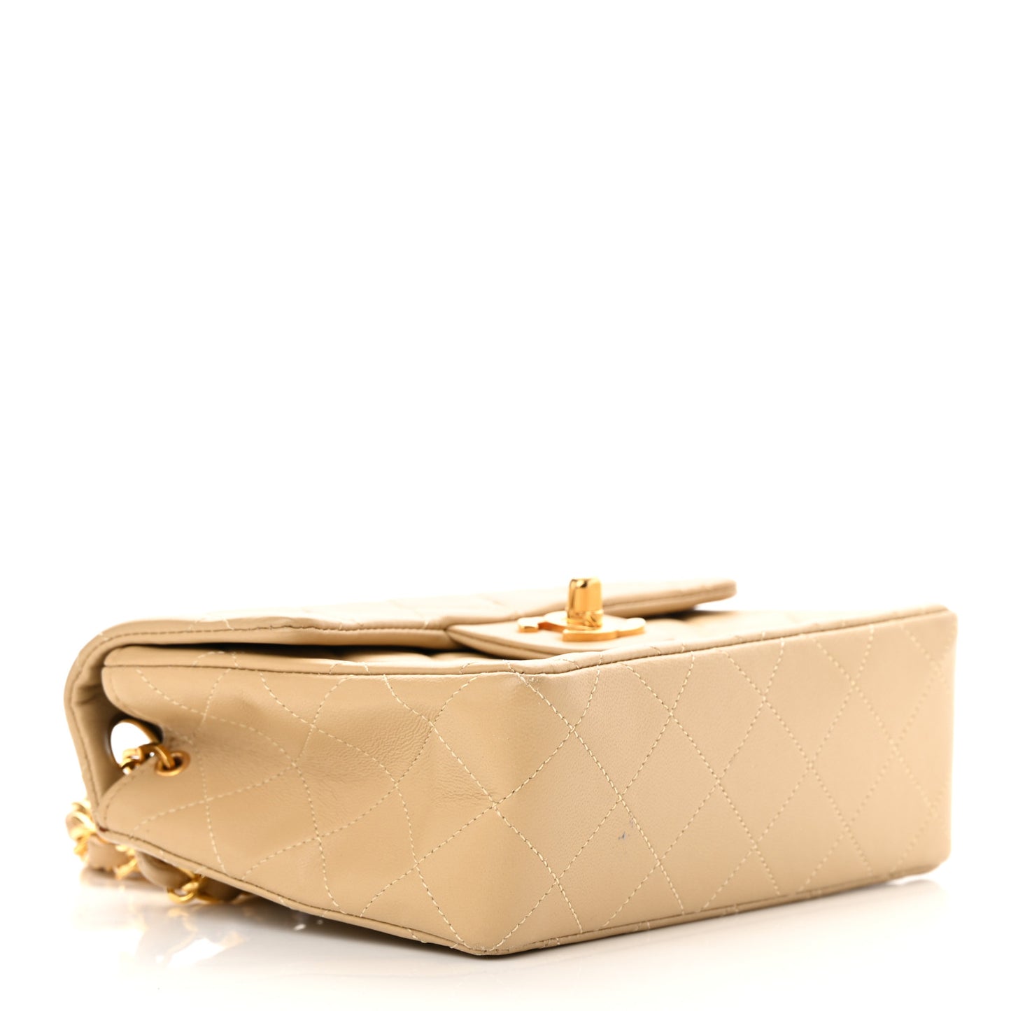Lambskin Quilted Mini Square Flap Beige