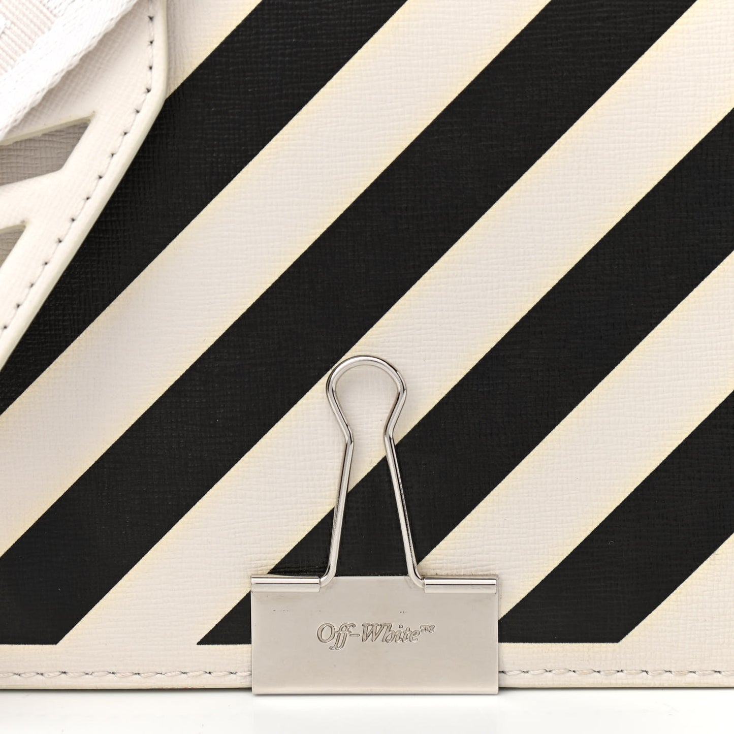Saffiano Striped Diag Binder Flap Bag White Black
