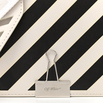 Off-White Saffiano Striped Diag Binder Flap Bag White Black 8 of 10