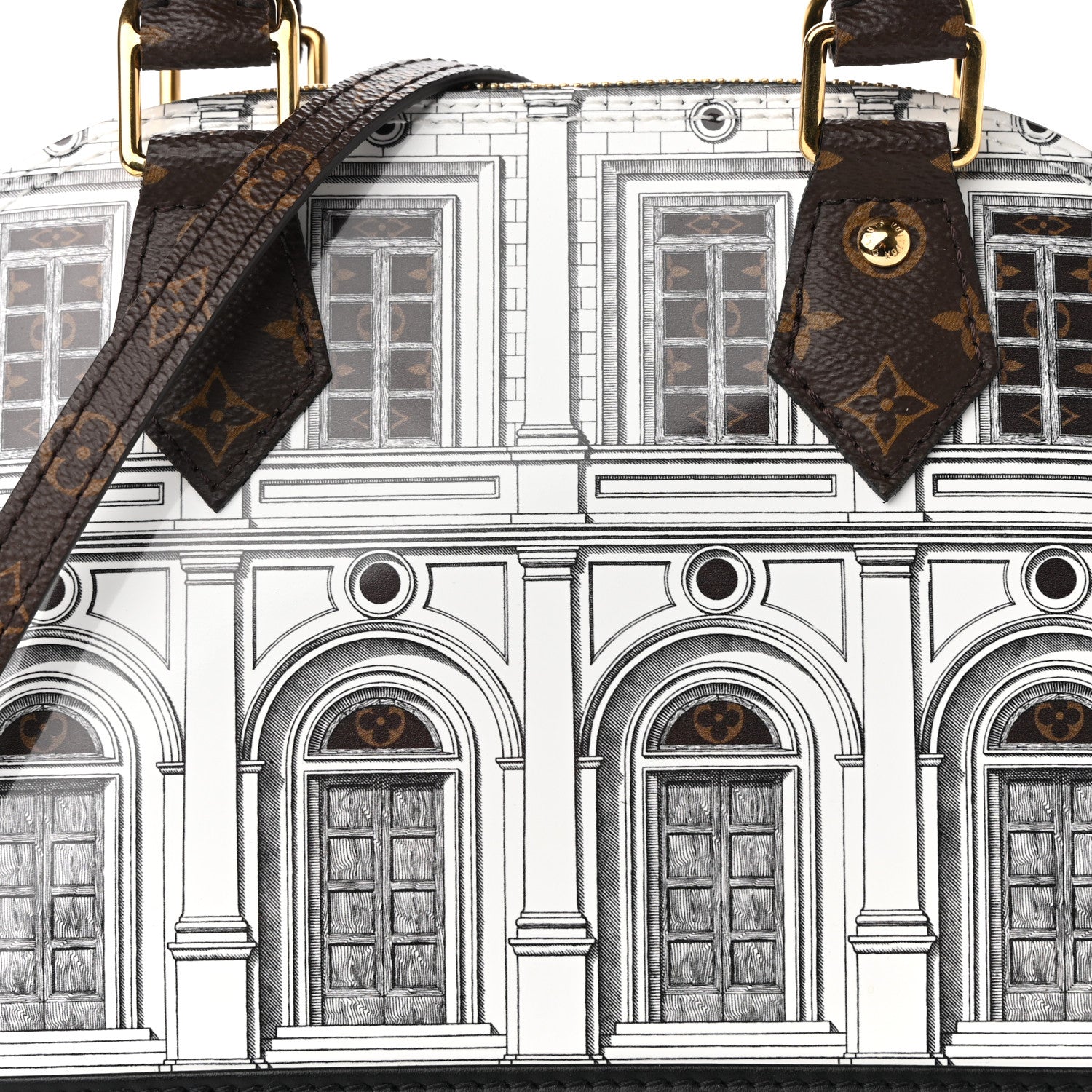 Louis Vuitton X FORNASETTI Calfskin Architettura Alma BB Black