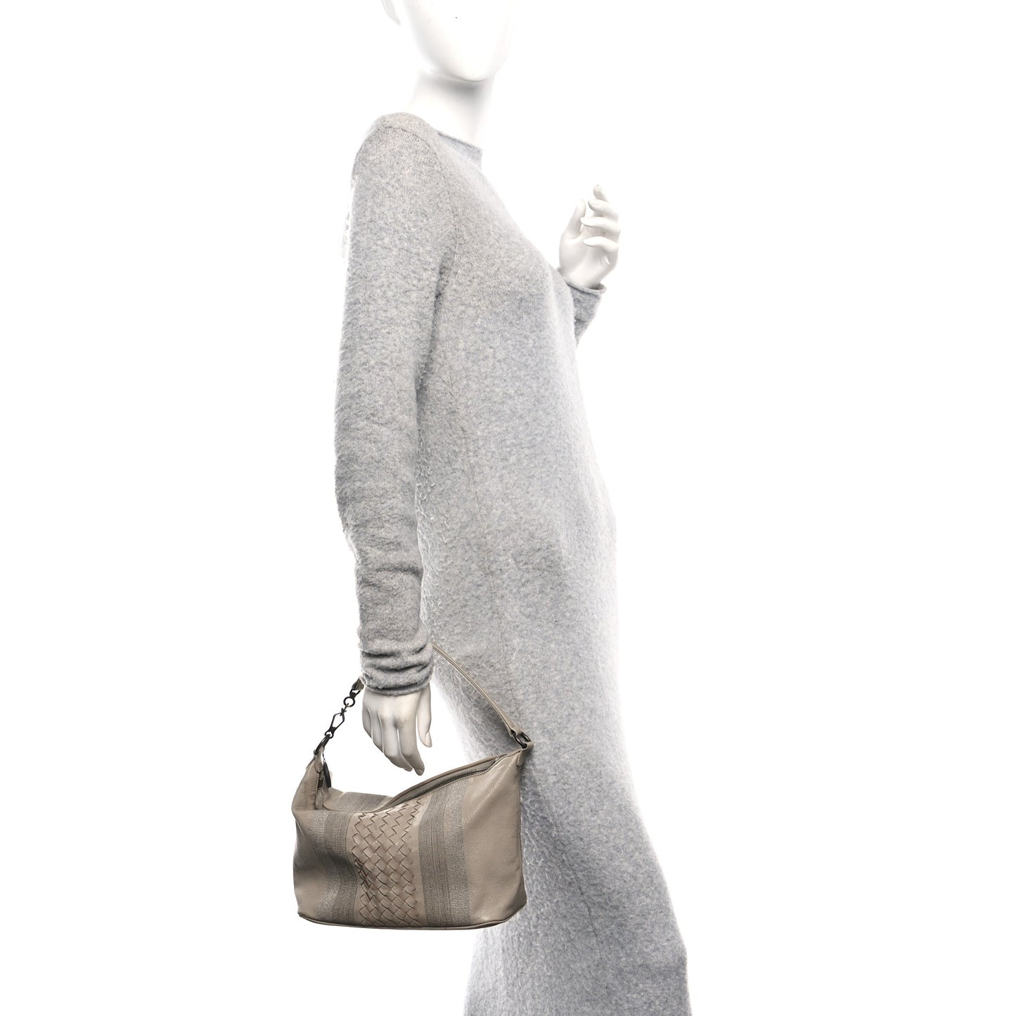Nappa Intrecciato Stitched Small Shoulder Bag Taupe
