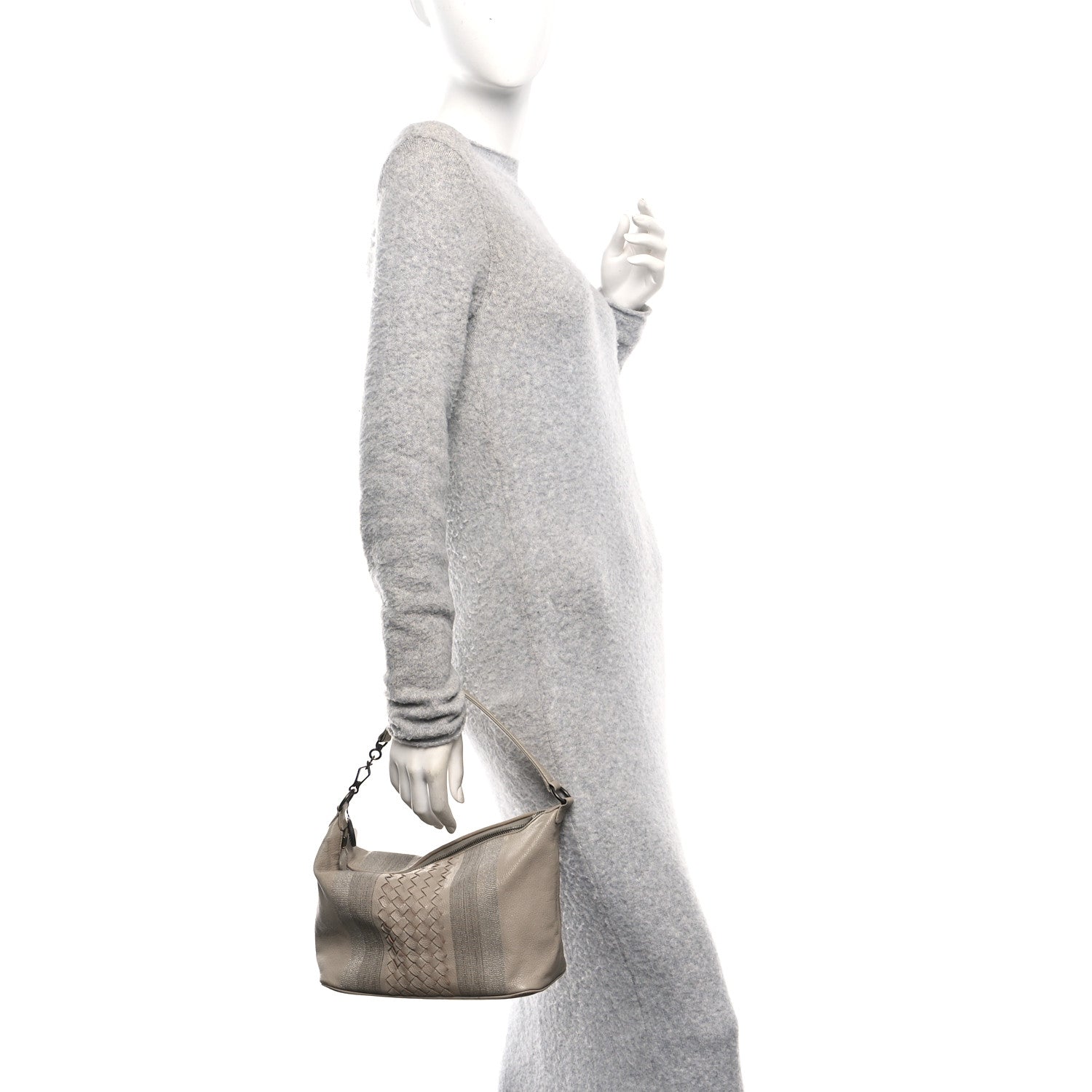 Bottega Veneta Nappa Intrecciato Stitched Small Shoulder Bag Taupe 2 of 10