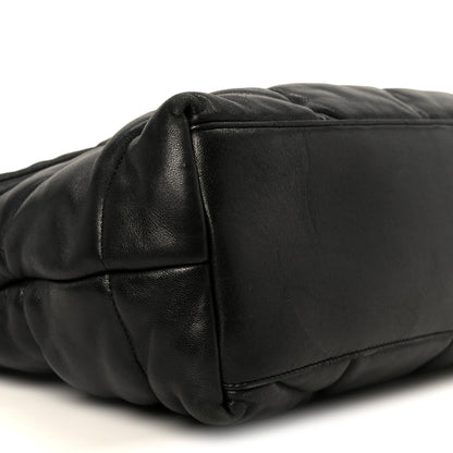 Saint Laurent Lambskin Quilted Monogram Monochrome Medium Loulou Puffer Chain Satchel Black 10 of 11