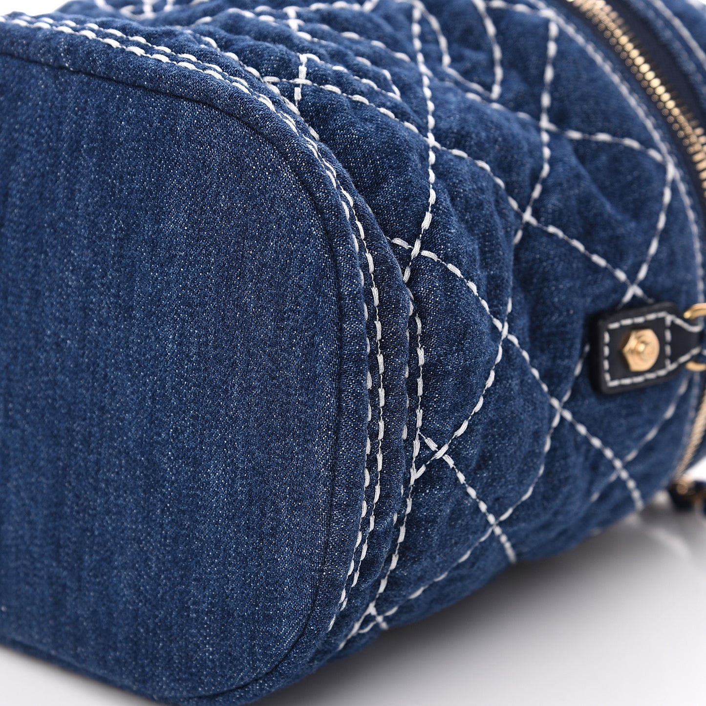 Denim Quilted Denim Trip Vanity Cosmetic Case Blue