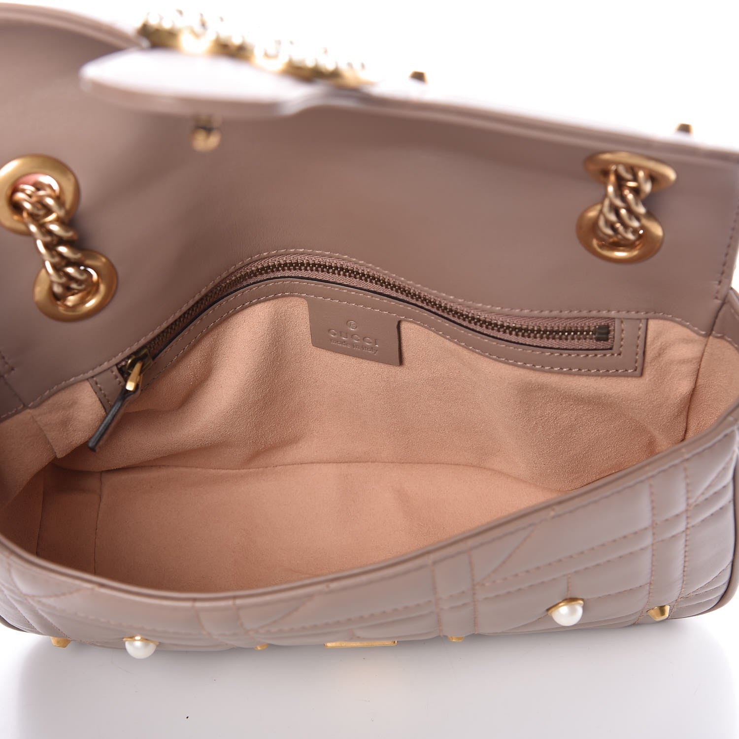 Gucci Calfskin Matelasse Studded Mini Pearly GG Marmont Shoulder Bag Porcelain Rose 5 of 9