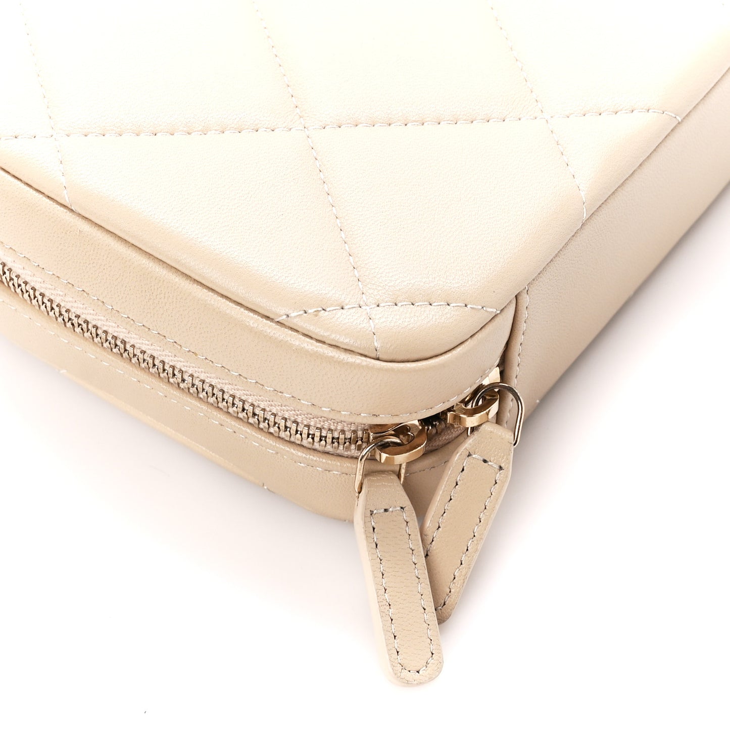 Lambskin Quilted Chanel 19 Clutch With Chain Beige