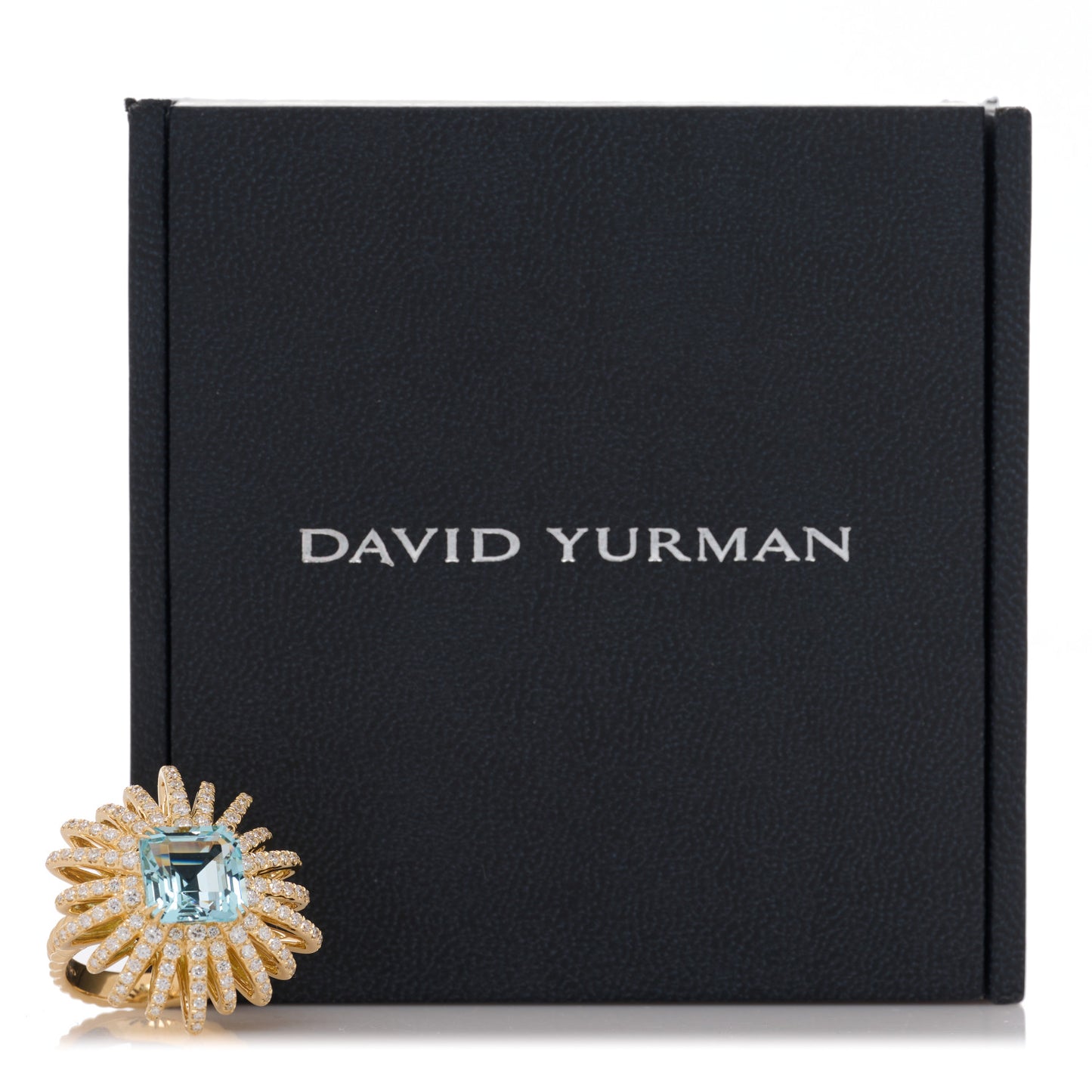 18K Yellow Gold Diamond Aquamarine Starburst Ring 52 6