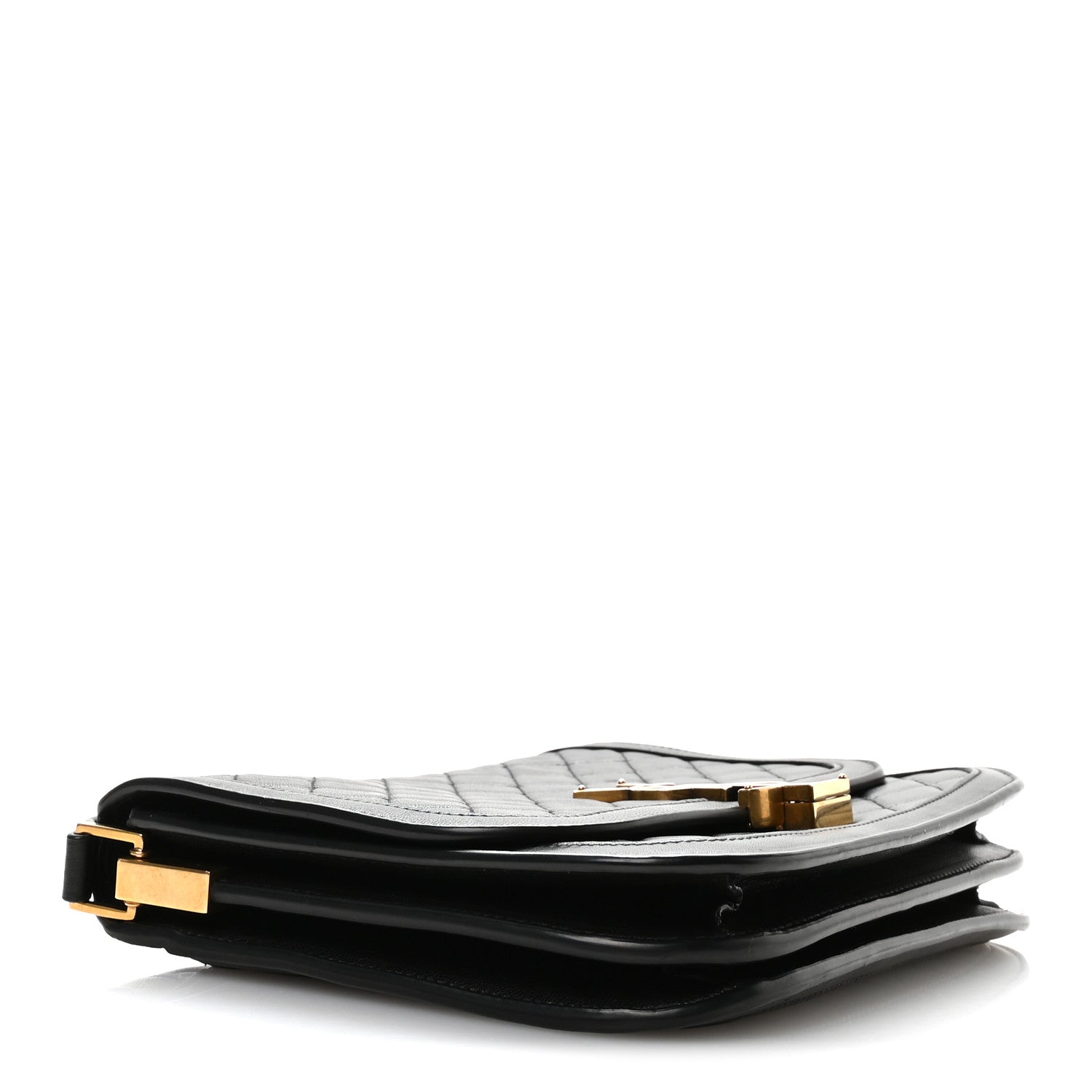 Saint Laurent Lambskin Quilted Monogram Medium Solferino Satchel Black 4 of 12
