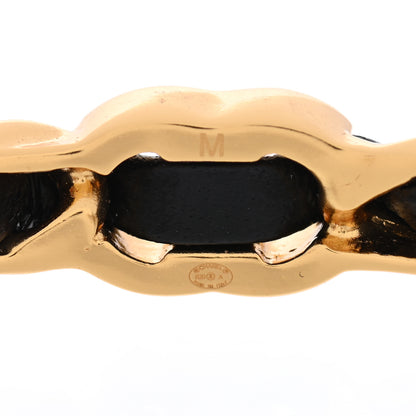 Chanel Lambskin Pearl CC Cuff Bracelet M Black Gold 4 of 5