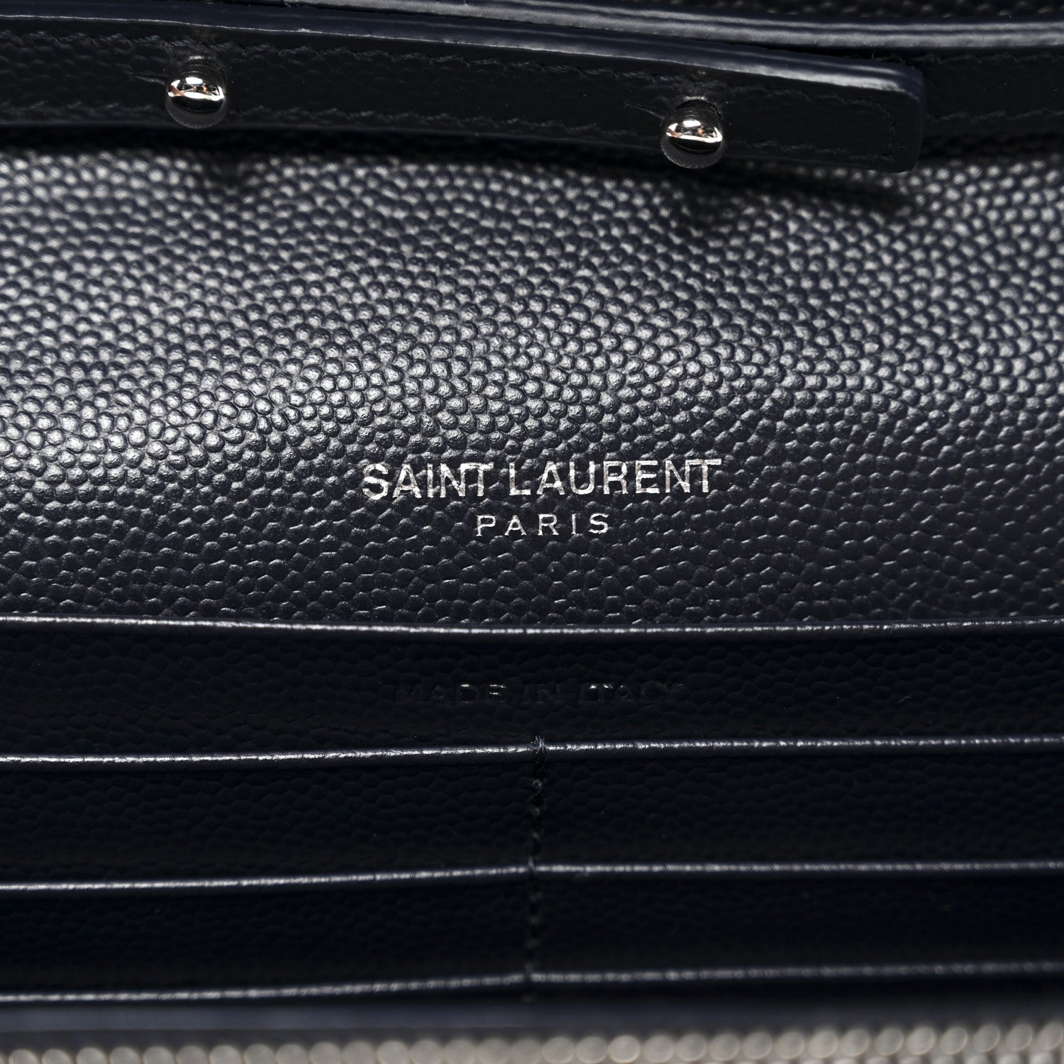 Saint Laurent Grain De Poudre Matelasse Chevron Monogram Chain Wallet Deep Marine 6 of 10