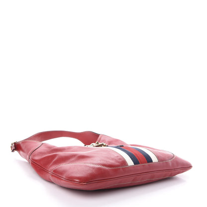 Gucci Calfskin Web Medium Jackie O Bouvier Hobo Red 4 of 12