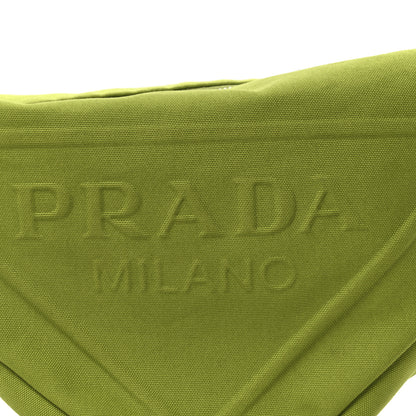 Prada Canapa Logo Embossed Large Triangle Shoulder Bag Felce 8 of 10