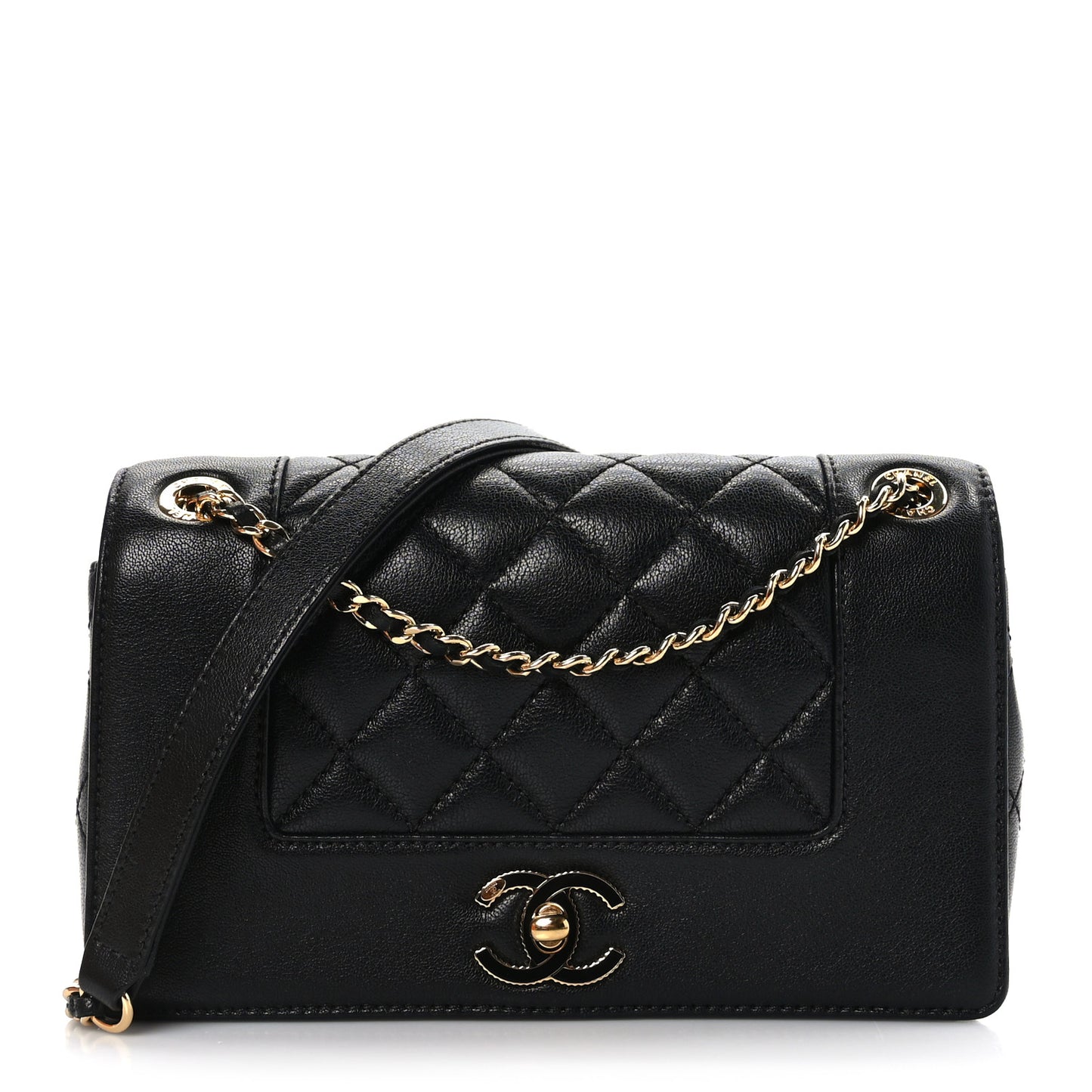 Sheepskin Quilted Small Vintage Mademoiselle Flap Black
