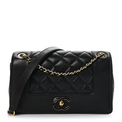 Chanel Sheepskin Quilted Small Vintage Mademoiselle Flap Black 1 of 9