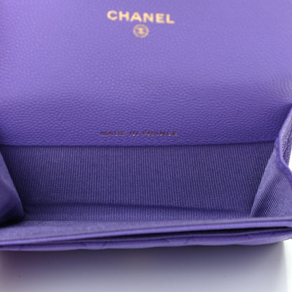 Chanel Caviar Quilted Flap Card Holder Wallet Purple 5 of 8
