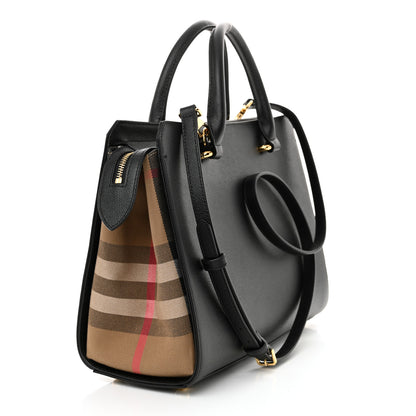Burberry Calfskin Mega Check Small Banwell Tote Black 3 of 10