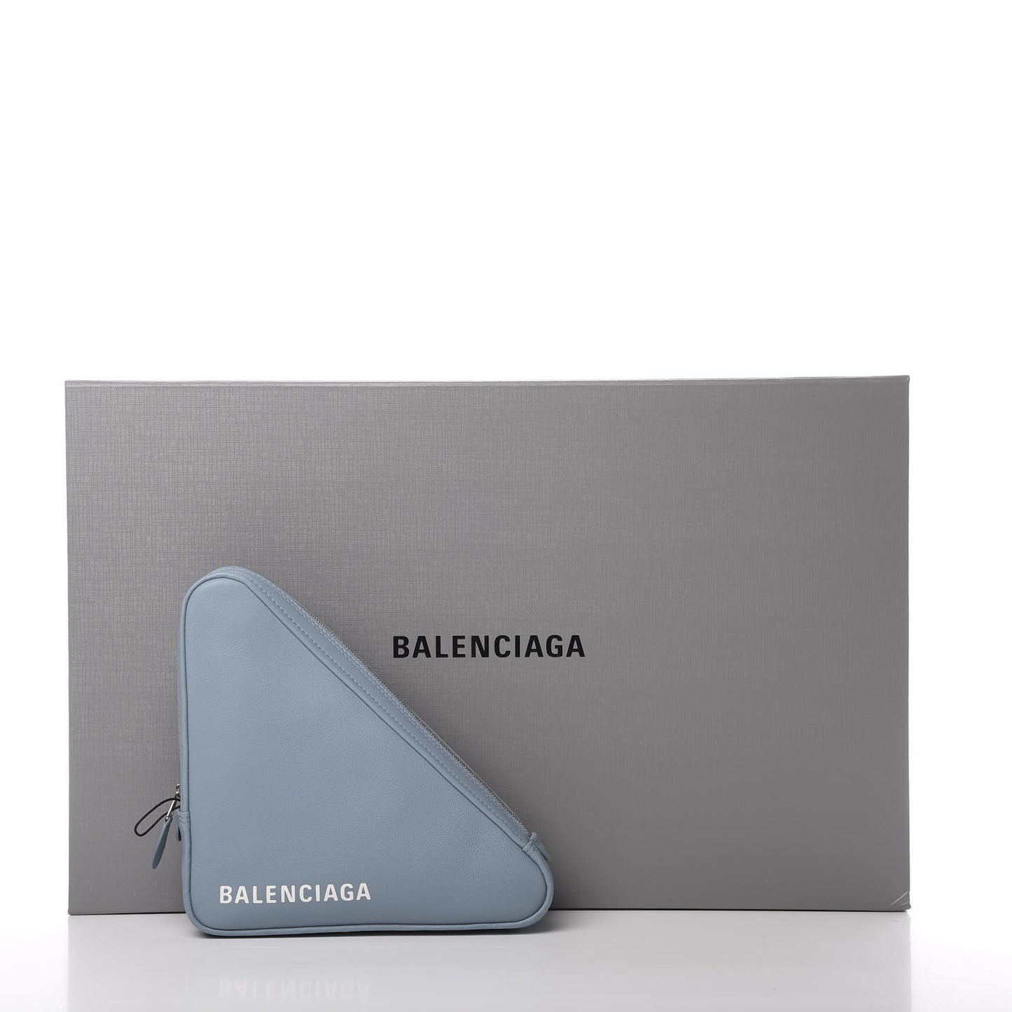 Shiny Day Calfskin Logo M Triangle Pouch Grey Blue White