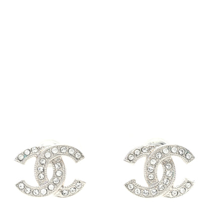 Chanel Crystal Timeless CC Earrings Silver 1 of 5