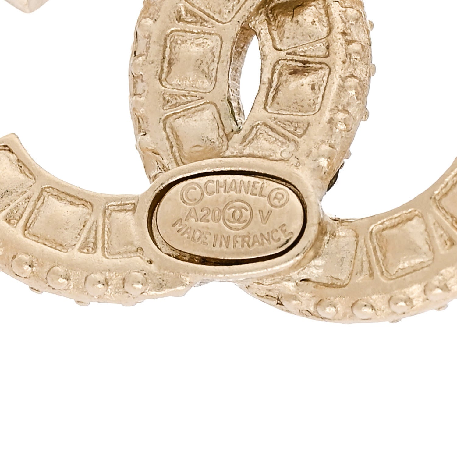 Chanel Crystal Timeless CC Earrings Light Gold 4 of 5