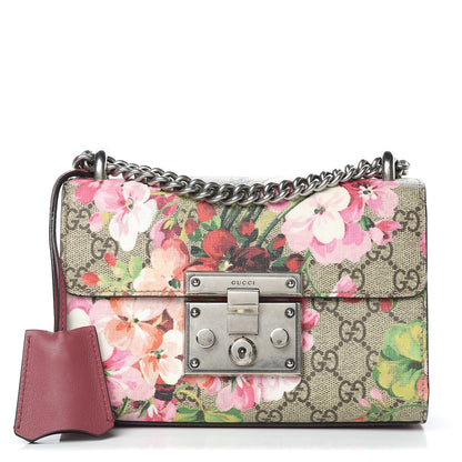 Gucci GG Supreme Monogram Blooms Small Padlock Shoulder Bag Beige Multicolor Dry Rose 1 of 13