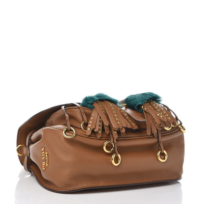Prada City Calf Fringe Corsaire Bag Cannella 4 of 6