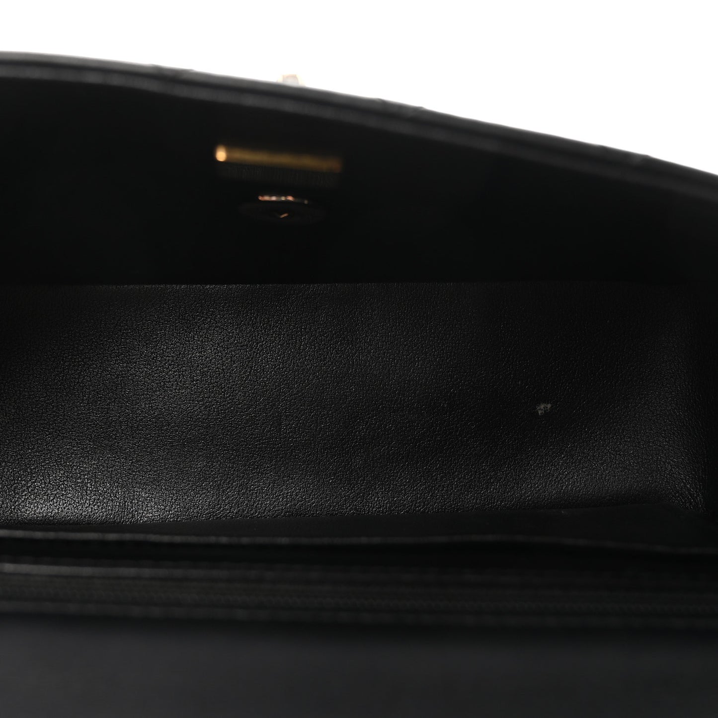 Lambskin Quilted Mini Top Handle Rectangular Flap Black