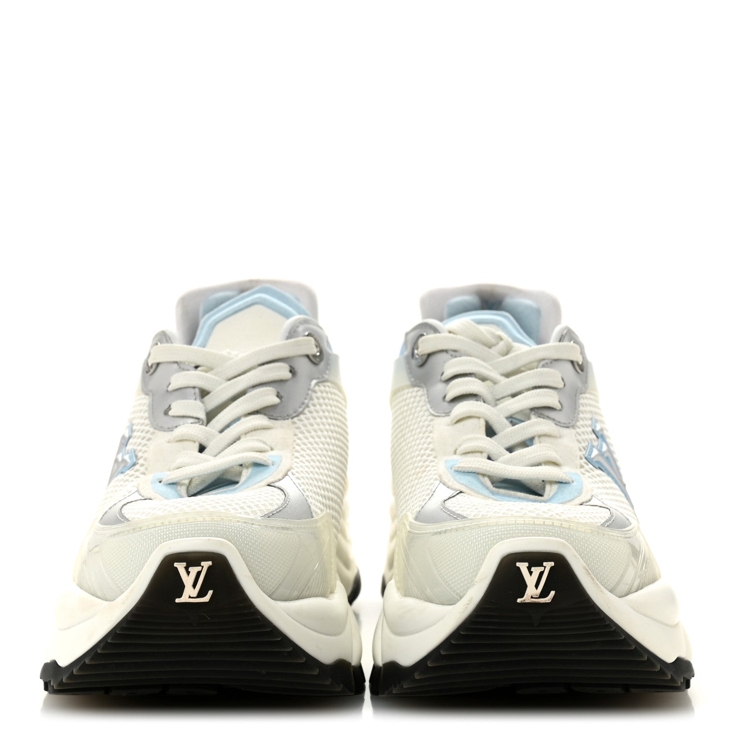 Louis Vuitton Patent Calfskin Technical Mesh Monogram Run 55 Sneakers 37 Bleu Clair 3 of 13