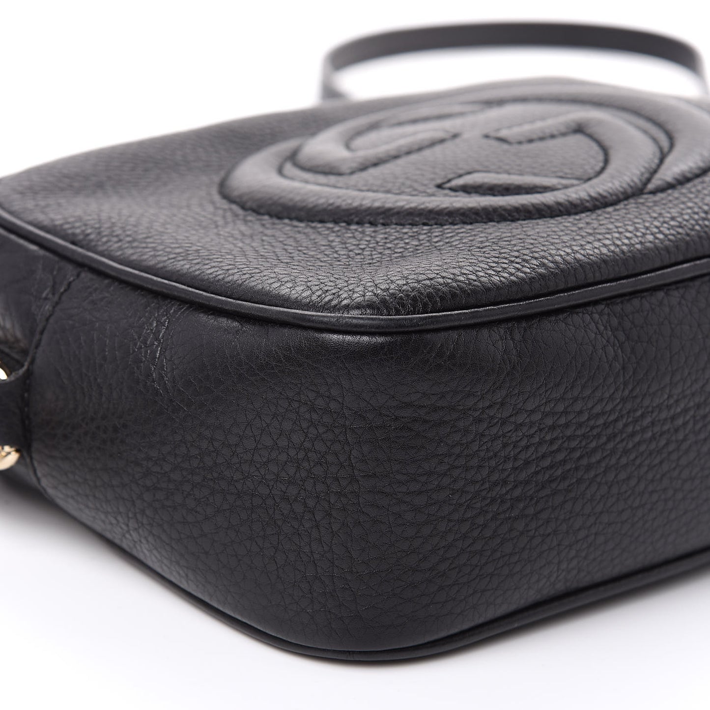 Pebbled Calfskin Small Soho Disco Bag Black