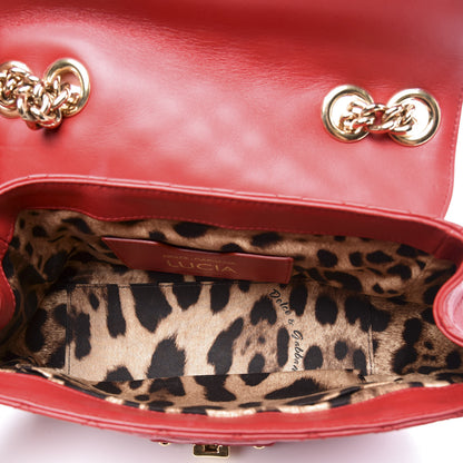 Dolce & Gabbana Lambskin Watersnake Embellished Lucia Shoulder Bag Red 4 of 9