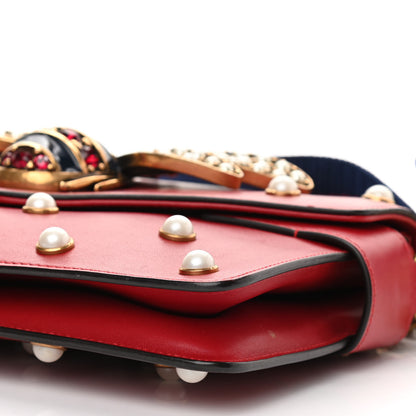 Gucci Nappa Pearl Studded Mini Queen Margaret Broadway Shoulder Bag Hibiscus Red 10 of 12