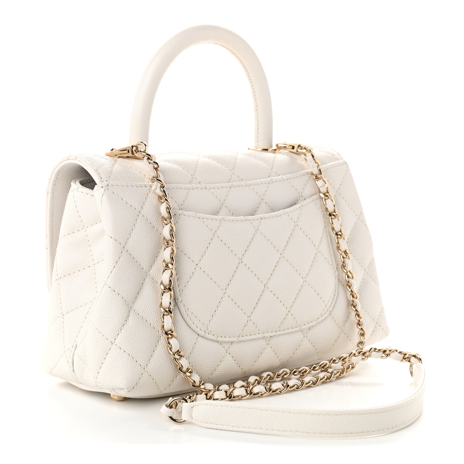 Chanel Caviar Quilted Mini Coco Handle Flap White 3 of 10