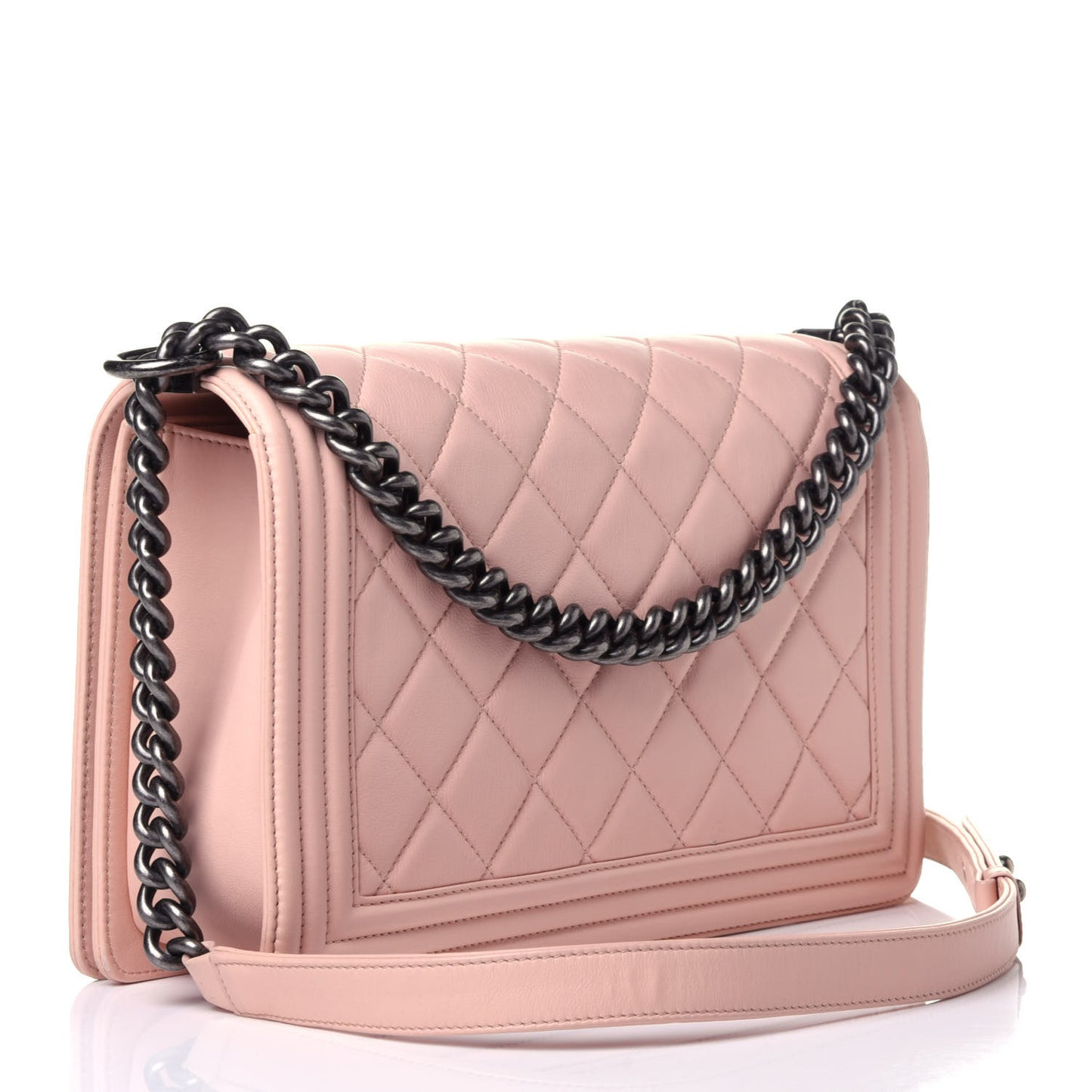 Calfskin Quilted New Medium Boy Flap Light Pink