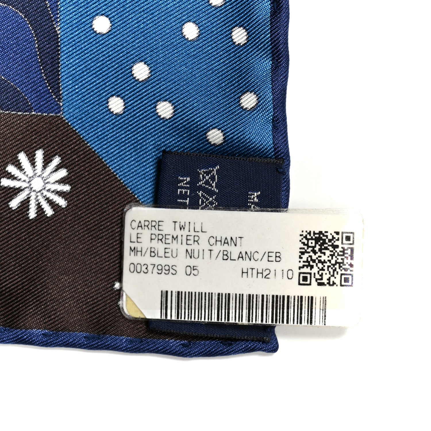 Hermes Silk Twill Le Premier Chant Scarf 90 Bleu Nuit White Ebene 2 of 5