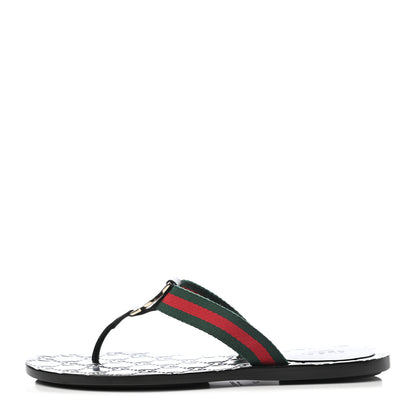 Gucci Nylon Guccissima Web Womens Thong Sandals 37 Green Red Black 1 of 7