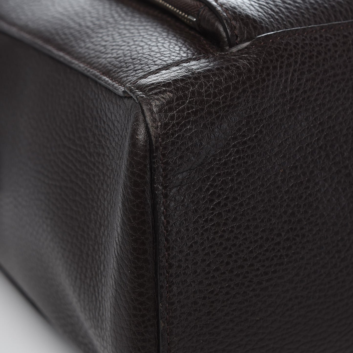 Pebbled Calfskin Large Briefcase Dark Brown